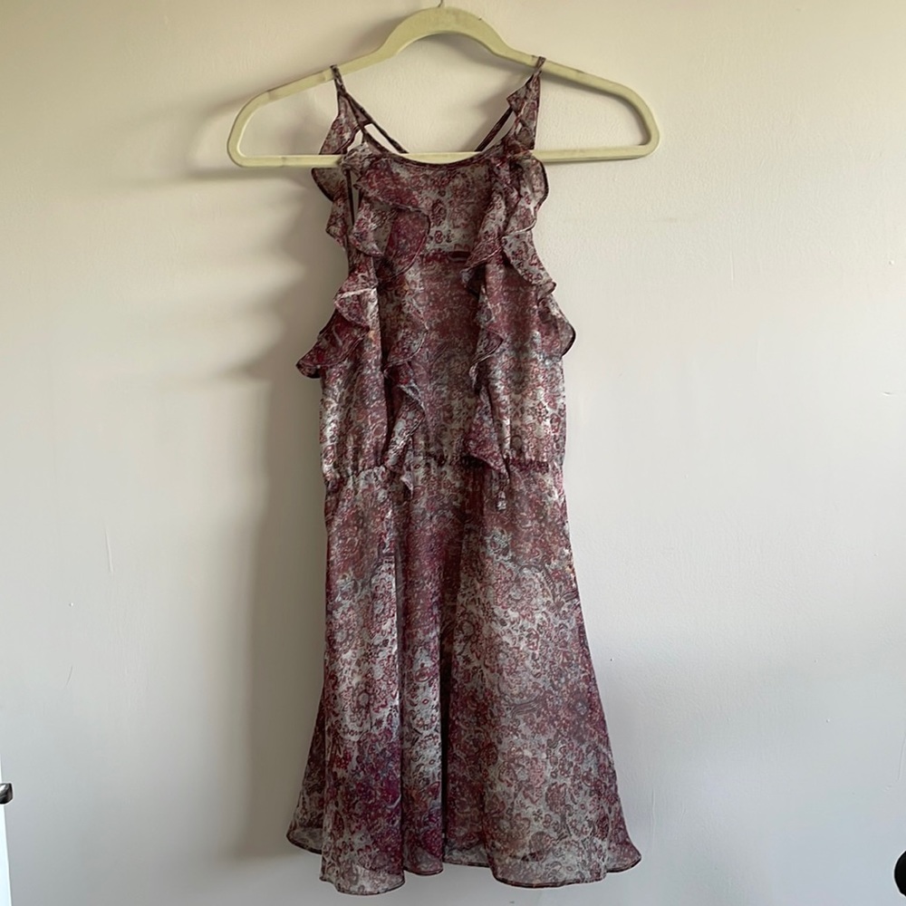 Bcbgeneration Mauve Mist Print Ruffled Halter Dre… - image 1